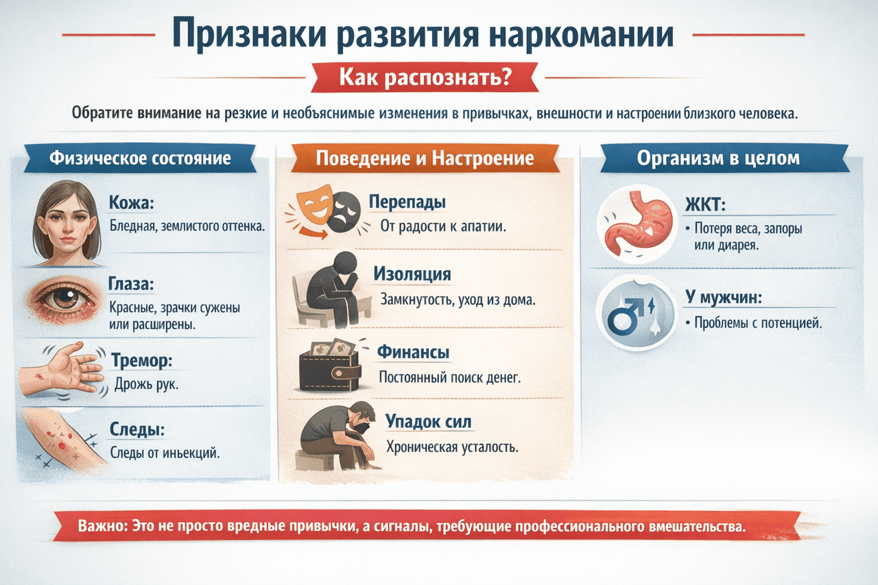 Признаки развития наркомании